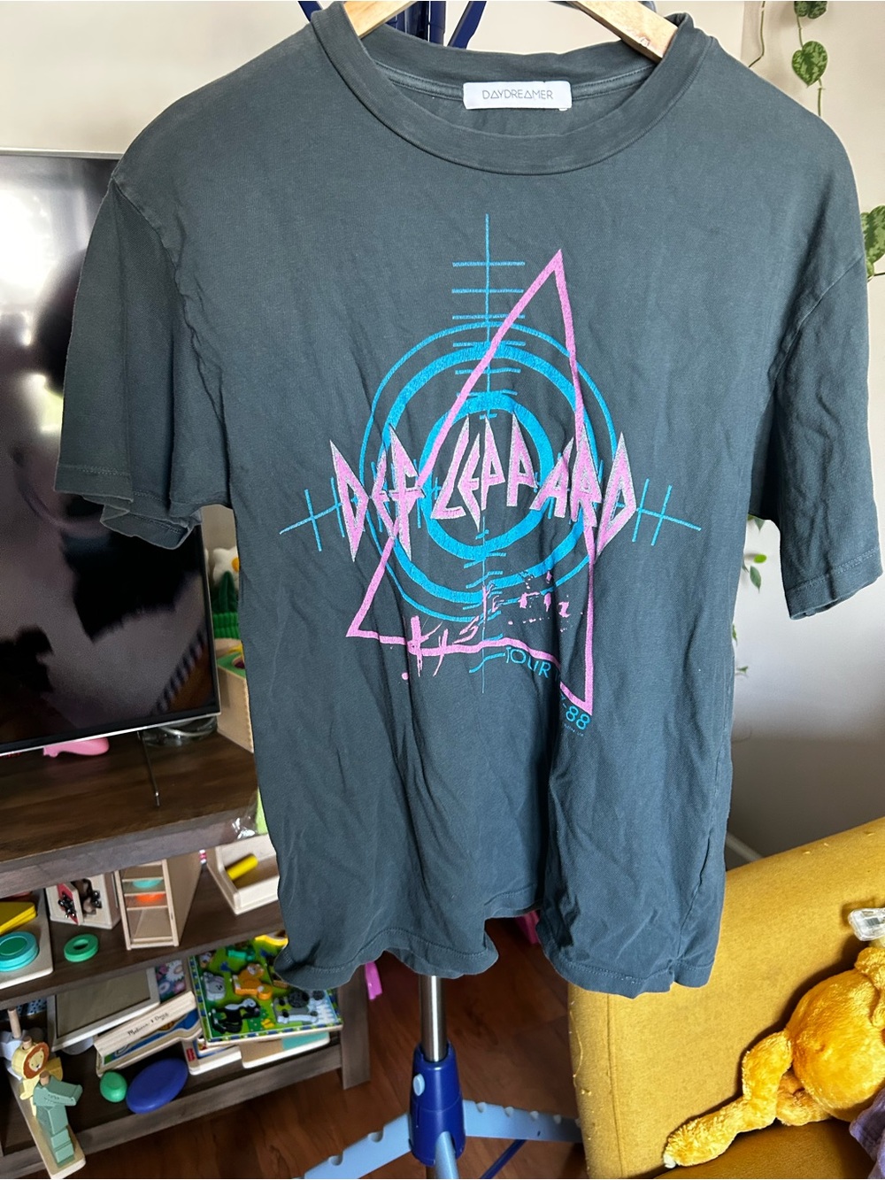 Daydreamer Black Tee with Pink & Teal Graphic